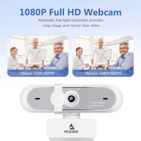 1080P 60FPS Webcam with USB C Adapter, NexiGo AutoFocus USB Web Camera with Microphone, Privacy Cover, Thunderbolt 3 to USB 3.0 Adapter, for Zoom/Skype/Teams Online Teaching, Laptop MAC PC Desktop in Kuwait
