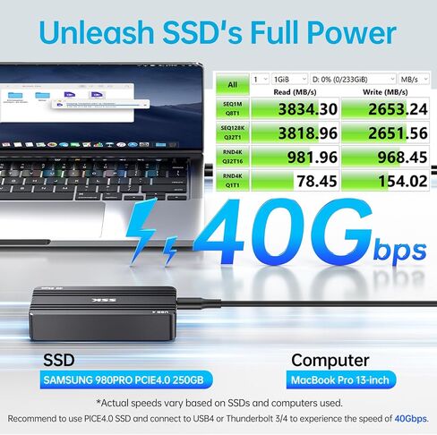 SSK USB4 NVMe Enclosure 40Gbps PCIe4 NVMe to USB-C M.2 SSD Enclosure in Kuwait