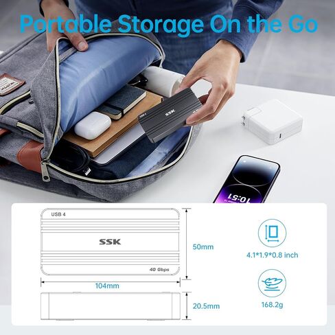 SSK USB4 NVMe Enclosure 40Gbps PCIe4 NVMe to USB-C M.2 SSD Enclosure in Kuwait