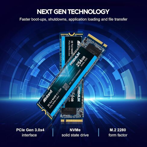 INLAND Premium 256GB 3D NAND TLC M.2 2280 PCIe NVMe 3.0 x4 Internal Solid State Drive, Read/Write Speed up to 2900MB/s and 950MB/s, 360 TBW in Kuwait