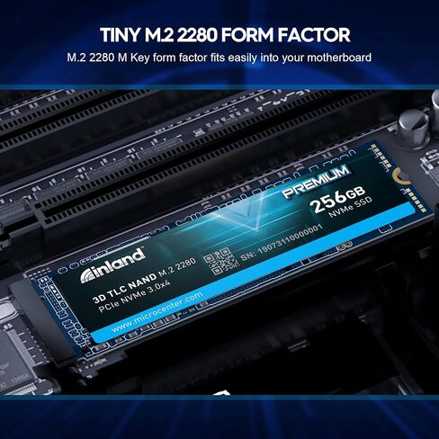 INLAND Premium 256GB 3D NAND TLC M.2 2280 PCIe NVMe 3.0 x4 Internal Solid State Drive, Read/Write Speed up to 2900MB/s and 950MB/s, 360 TBW in Kuwait