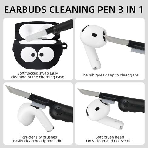 for AirPods 4 Case Cover Cute, Soft Silicone Protective, Black in Kuwait