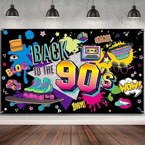 Irenare 90s Backdrop Party Decoration Back to 90s 80s Photoshoot Banner in Kuwait