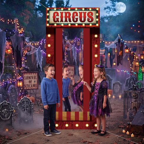 Mifoci Halloween Carnival Funhouse Mirror Decorations with Backdrop in Kuwait