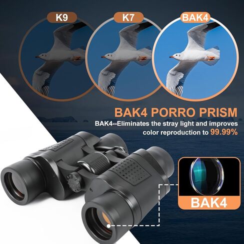 60x60 HD Binoculars for Adults Kids with Compass, Low Light Vision in Kuwait