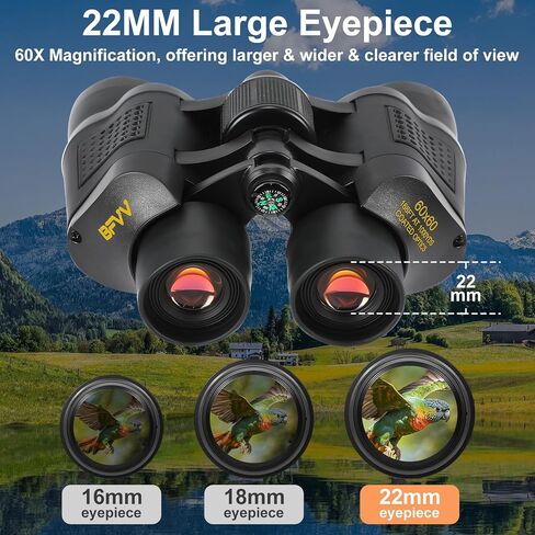 60x60 HD Binoculars for Adults Kids with Compass, Low Light Vision in Kuwait