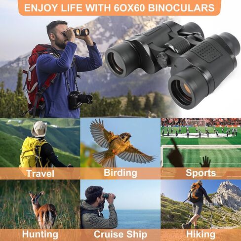 60x60 HD Binoculars for Adults Kids with Compass, Low Light Vision in Kuwait