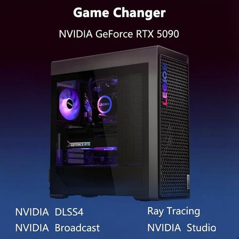 Lenovo Legion Tower 7i Gen 10 Gaming AI Desktop | Intel 24-core Ultra 9 285K | 64GB DDR5 2TB SSD | GeForce RTX 5090 32GB (Up to 3352 AI Tops) | 360mm Liquid Cooler 1200W PSU Win11 w/DLCA Accessory in Kuwait