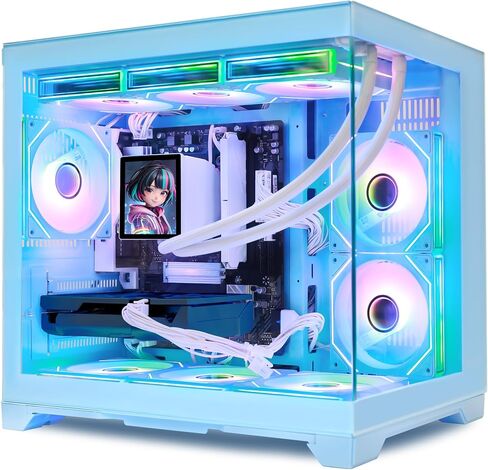 Ocean Park Pink Gaming Desktop Computer with KB & Mouse, AMD Ryzen 7 9700X 8-Core 3.8 GHz, RTX 5070 12GB, 32GB DDR5, 1TB PCIe SSD, 850W Gold PSU, Fusion 2.0 APP RGB Fan Control, Windows 11 in Kuwait