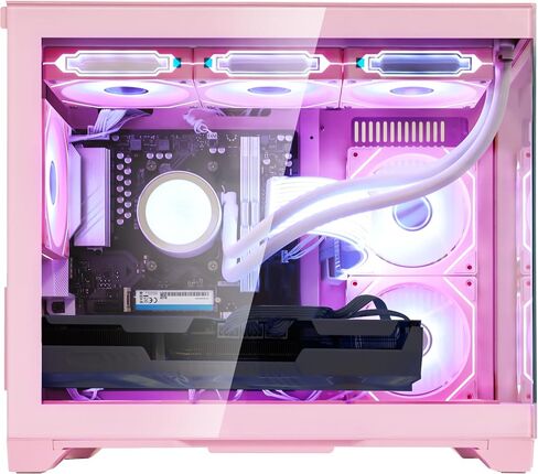 Ocean Park Pink Gaming Desktop Computer with KB & Mouse, AMD Ryzen 7 9700X 8-Core 3.8 GHz, RTX 5070 12GB, 32GB DDR5, 1TB PCIe SSD, 850W Gold PSU, Fusion 2.0 APP RGB Fan Control, Windows 11 in Kuwait
