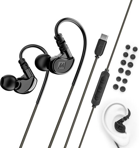 MEE audio M6 Sport Wired Earbuds, Noise Isolating In Ear Headphones, Sweatproof Earphones for Running/Gym/Workouts with Dynamic Enhanced Bass Sound, Memory Wire Earhooks, 3.5mm Jack Plug (Clear) in Kuwait
