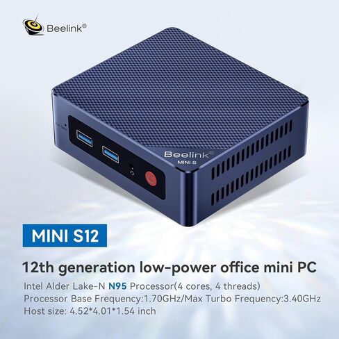 Beelink MINI S12 Mini PC with N95 Processor, 12G LPDDR5 512G SSD 4K UHD Mini Desktop PC, WiFi5, BT4.2, 2.5G LAN, Dual HDMI Ports, Business Mini Computer Support W11 Home in Kuwait