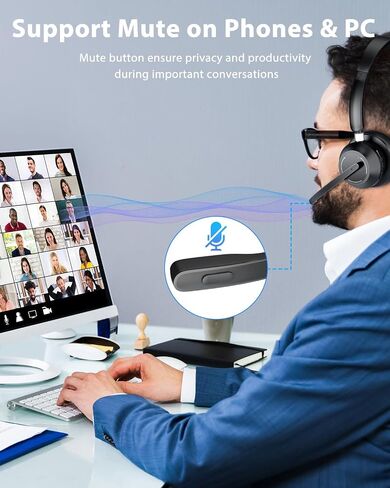 Blue Air Wireless Headphones with Mic for Work, Call Center Headphones in Kuwait