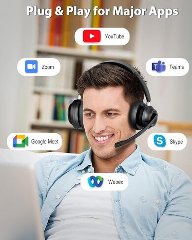 Blue Air Wireless Headphones with Mic for Work, Call Center Headphones in Kuwait