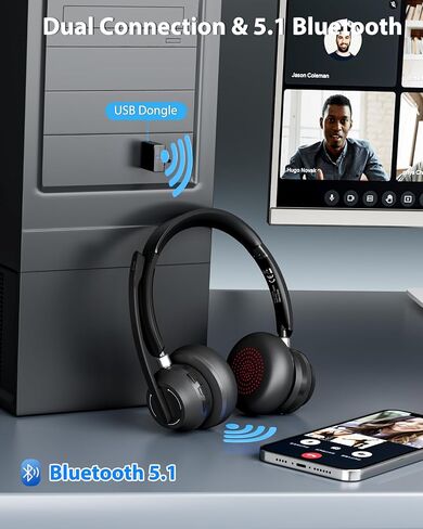 Blue Air Wireless Headphones with Mic for Work, Call Center Headphones in Kuwait