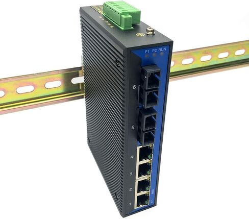 COMMFRONT Industrial 6-Port Unmanaged Ethernet Switch/Daisy-Chain and Star Fiber Optic Converter, Multi-Mode, SC Connectors in Kuwait
