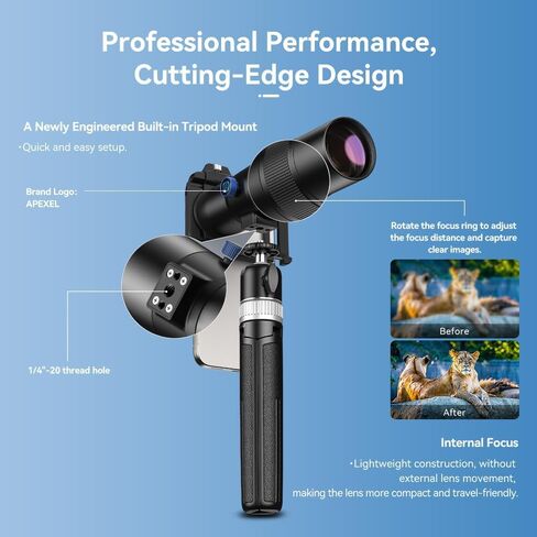 APEXEL 30X Telephoto Lens with Tripod – Professional Telephoto Camera Lens for iPhone, Samsung, Pixel, and More in Kuwait