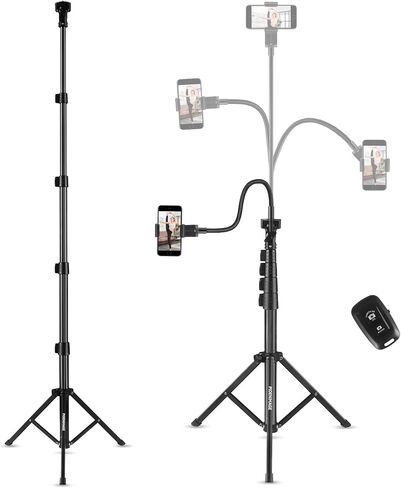 61" Phone Tripod Stand with 15.7" Flexible Gooseneck and Phone Holder in Kuwait