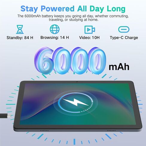 Android 15 Tablet 10.1 Inch with Gemini AI– Octa-Core 12GB RAM 128GB ROM (2TB Expand), Big HD Touch Screen Tablets PC with Dual Camera, 8H Long Battery Life, 5G WiFi Tableta in Kuwait