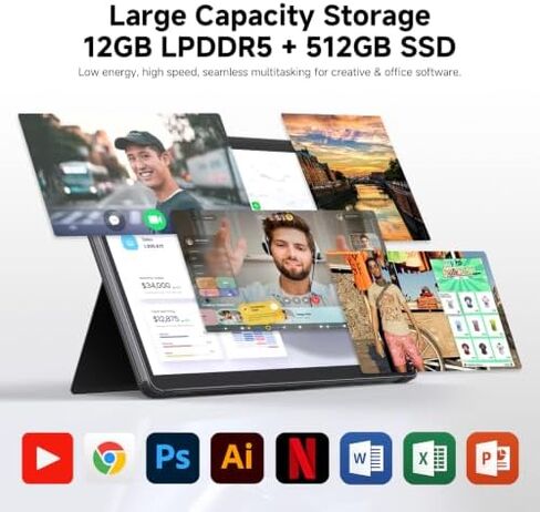 CHUWI Hi10 Max 2 in 1 Laptop Tablet 12.96", Intel Ultra 5 125U, 12GB LPDDR5 512GB SSD, AI Boost NPU, 12C/14T, Max 4.3GHz, IPS 2880 * 1920 Touchscreen, 4K Micro-HDMI, WiFi 6, BT 5.3, USB 3.2, Type C in Kuwait
