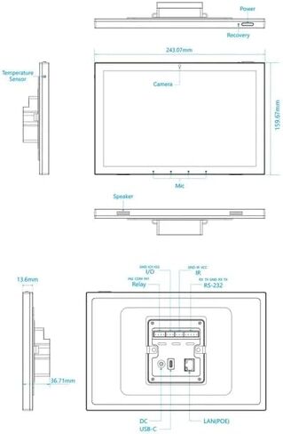 10.1 inch Android 14 POE Tablet Smart Home Control Panel, Black,4G RAM in Kuwait