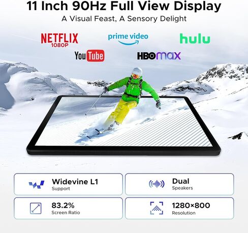 P11 Android 16 Tablet, 11 Inch Tablet with 48GB RAM+128GB ROM, T7250 Android Tablet with 90Hz Display, 8800mAh, 13MP+5MP, Gemini AI, 3.5mm Jack, Face ID, Tablet with Keyboard, Pen, Black in Kuwait