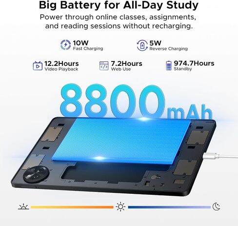 P11 Android 16 Tablet, 11 Inch Tablet with 48GB RAM+128GB ROM, T7250 Android Tablet with 90Hz Display, 8800mAh, 13MP+5MP, Gemini AI, 3.5mm Jack, Face ID, Tablet with Keyboard, Pen, Black in Kuwait