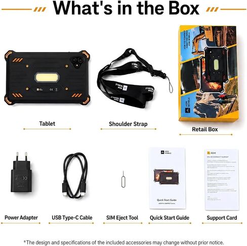 AGM PAD P3 Compact Rugged Android 16 Tablet, Waterproof & Drop-Proof, Widevine L1 & GMS Certified, 8.68" 120Hz HD 600 Nits Display, MTK G99, 12GB (6+6) + 128GB (Up to 1TB), 7200mAh, GPS, Compass, OTG in Kuwait