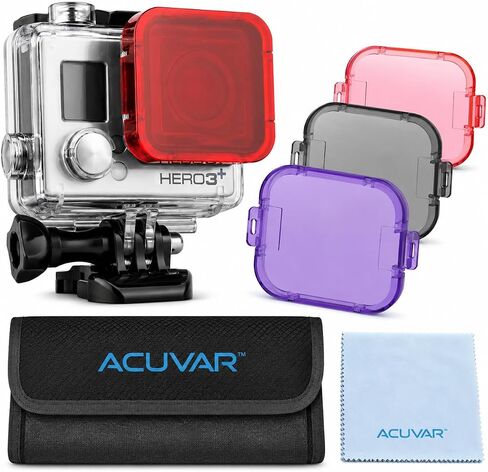 4pc Filter Kit For GoPro Hero 3 Large Dive case. Filters come w/Soft Case. Red, Purple, Pink and Gray Colors. Scuba Green Water, Scuba Tropical Water, ND & Warming Filters & an eCostConnection Microf in Saudi Arabia