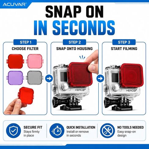 4pc Filter Kit For GoPro Hero 3 Large Dive case. Filters come w/Soft Case. Red, Purple, Pink and Gray Colors. Scuba Green Water, Scuba Tropical Water, ND & Warming Filters & an eCostConnection Microf in Saudi Arabia
