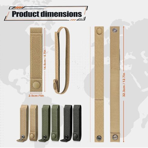 6 Pack Molle Straps with Snaps 6 Inch Heavy Duty Tactical Molle Attachment Strap Nylon Webbing Connector for Backpack Tactical Pouch Vest Gear Accessories (Black/Olive Green/Khaki) in Saudi Arabia