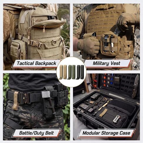 6 Pack Molle Straps with Snaps 6 Inch Heavy Duty Tactical Molle Attachment Strap Nylon Webbing Connector for Backpack Tactical Pouch Vest Gear Accessories (Black/Olive Green/Khaki) in Saudi Arabia