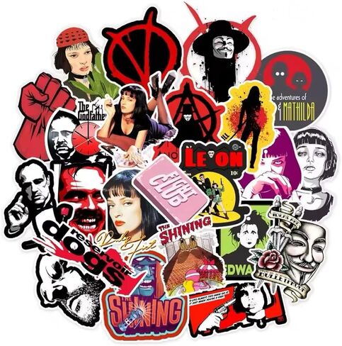 50 Pack Classic Movie Stickers - Godfather, Leon, Pulp Fiction, Fight Club, The Shining, and More in Kuwait