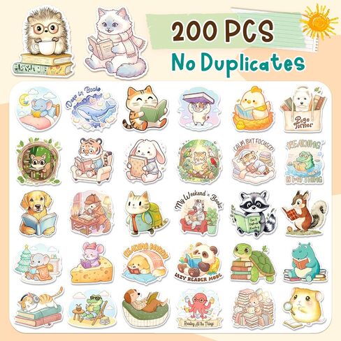 200PCS Animal Bookish Stickers, Cute Book Stickers in Saudi Arabia
