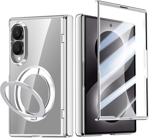 for Samsung Galaxy Z Fold 8 (Wide) Clear Case with Magnetic Ring Stand, [Compatible Magsafe] Built in Screen Protector Full Coverage Hinge Protection Cover Slim Case for Z Fold 8 Gold in Kuwait