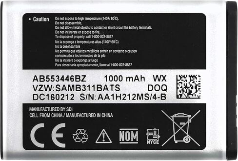 New Upgrade AB553446GZ Battery for Samsung Gusto 2 U365 U360 Haven U320 Knack U310 Snap U340 Smooth U350 Flip[0 Cycle] - 3.8V Li-Ion Replacement Battery in Kuwait