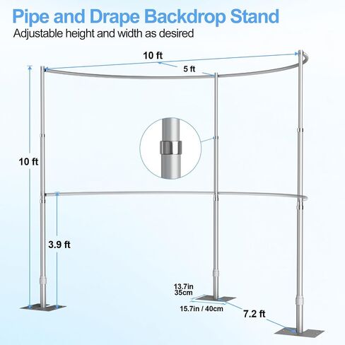 Curved Pipe and Drape Backdrop Stand 10x10ft -Sliver in Kuwait