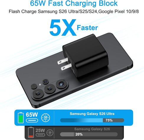 Super Fast USB C Charger Block 65W for Moto G Stylus 2026 2025/G Power 2026 in Saudi Arabia