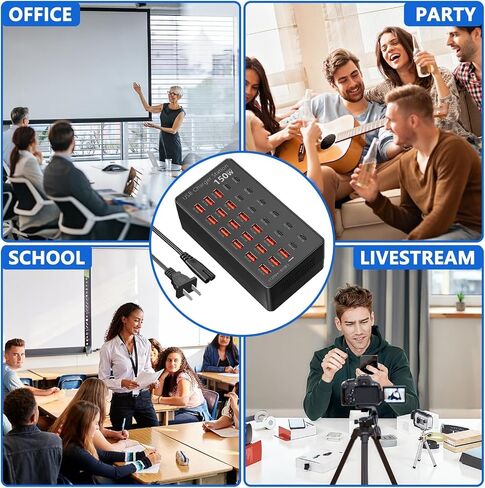 150W USB Charging Station 30 Port, Multiple Desktop Charger Station(18 USB A+12 Type C Port) Charging Block Desktop Charger Hub for Multiple Devices Compatible with iPhone/iPad/Smartphones/Tables in Saudi Arabia