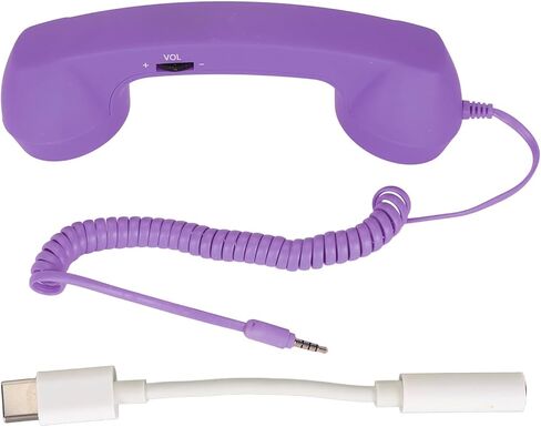 Retro Phone Handset, Telephone Handset for Cellphone Type-C Phone Handset with 3.5mm Jack Mobile Phone Receiver Noise Cancelling Microphone for Cell Phone(Purple) in Kuwait