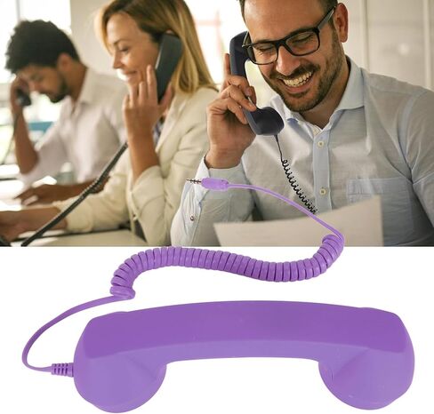 Retro Phone Handset, Telephone Handset for Cellphone Type-C Phone Handset with 3.5mm Jack Mobile Phone Receiver Noise Cancelling Microphone for Cell Phone(Purple) in Kuwait