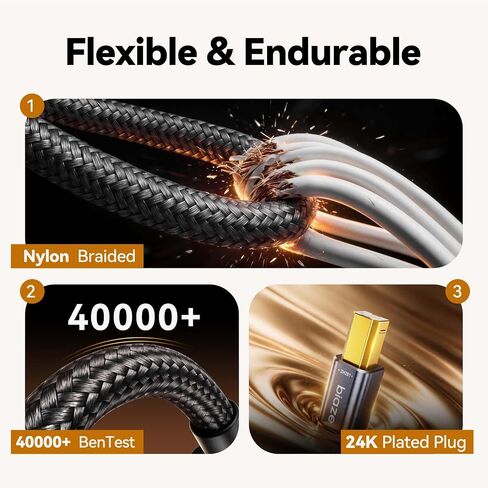 Printer Cable Splitter 2 in 1 Out, USB 2.0 Sharing Switch for Two Computers to One USB Device, 3.5m/11.5ft USB A to B Data Cable for Printer, Scanner, Keyboard, Mouse, Plug and Play in Saudi Arabia