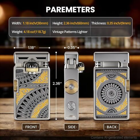 Vintage Lighter, Cool Trench Lighter, Unique Sliding Gear Ignition Kerosene Lighters, Metal Soft Flame Pipe Lighters with Spare Flint Storage, for Men Women Collect, No Fuel in Kuwait