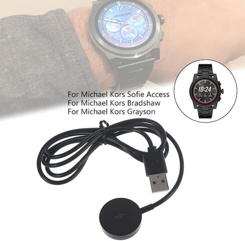 REDYY Convenient Black Watch Charger Compatible for Michael-Kors Access Sofie, Bradshaw, Grayson Smartwatch Charger with 1m USB Type A Cable, Fast Charging, ABS & PC Material, Over-Current Protection in Kuwait