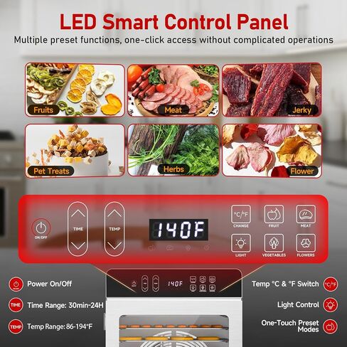 Food Dehydrator with 10 Trays for Jerky, Fruit, Herb & Dog Treats in Kuwait