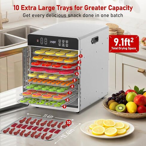 Food Dehydrator with 10 Trays for Jerky, Fruit, Herb & Dog Treats in Kuwait