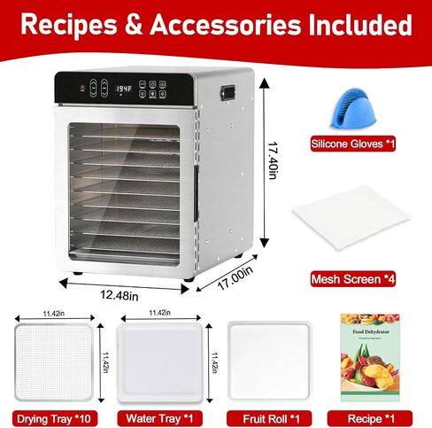 Food Dehydrator with 10 Trays for Jerky, Fruit, Herb & Dog Treats in Kuwait