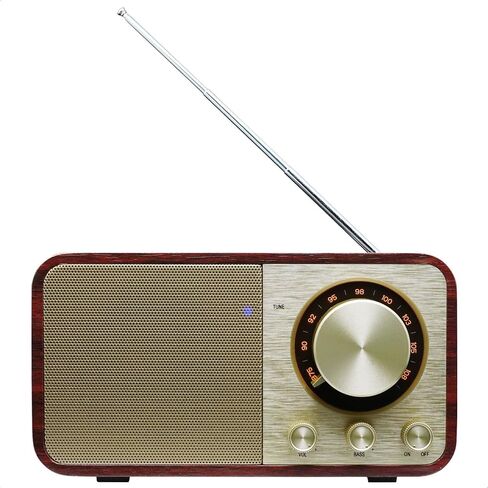 FM Radio with Bluetooth Retro Bluetooth Speaker Vintage Radio with SD/USB Memory Music Player Function, Wireless Streaming from Smartphone, Up to 10 Hours Playback (Walnut) in Kuwait