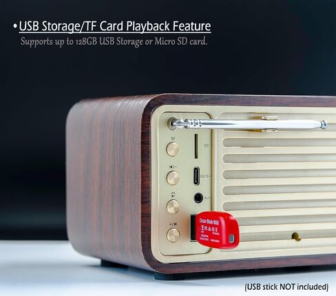 FM Radio with Bluetooth Retro Bluetooth Speaker Vintage Radio with SD/USB Memory Music Player Function, Wireless Streaming from Smartphone, Up to 10 Hours Playback (Walnut) in Kuwait