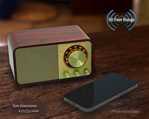 FM Radio with Bluetooth Retro Bluetooth Speaker Vintage Radio with SD/USB Memory Music Player Function, Wireless Streaming from Smartphone, Up to 10 Hours Playback (Walnut) in Kuwait